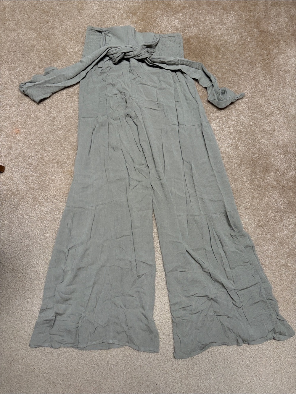 Rewash Wide-Leg High-Waist Pants in Sage Green